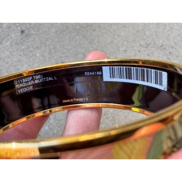 Hermes Bracelet Bangle Cloisonne Rare Enamel Gm Jaguar Quetzal - Picture 13 of 15